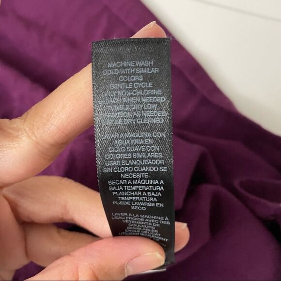 WHITE HOUSE BLACK MARKET PURPLE SHIFT DRESS, V neck SHORT FLUTTER SLEEVE SZ M - Picture 11 of 11